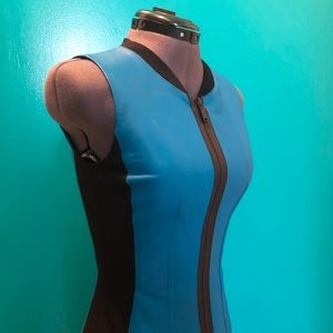 Elie Tahari Turquoise Leather Zip Dress